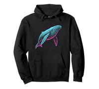 Blue Whale Illustration Colorful Pullover Hoodie
