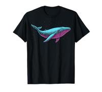 Blue Whale Illustration Colorful T-Shirt
