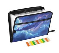 Blue Whale in The Night Sky Expanding File Folder A4,13 Pockets File Organiser, Paperwork A4 Plastic Wallet Document Storage Expander for School,Office and Home