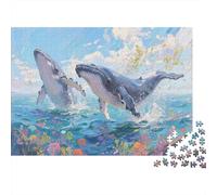 Blue Whale Jigsaw 1000 Pieces Challenge Toys for Adults Marine Animal Impossible Jigsaw Puzzles Educational Games Home Decoration 1000pcs (75x50cm)
