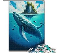 Blue Whale Painting 1000 Piece Jigsaw Puzzles for Teenagers Gifts, Challenging Difficult Deal As Gifts for The Whole Family (50x75cm)