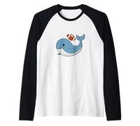 Blue Whale Plays American Football Raglan Baseball Tee