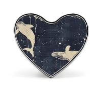 Blue Whale Print Heart Pin, 1 Inch Metal Love Lapel Pins - Lightweight, Smooth Edges, Versatile Badge Brooch for Jackets, Shirts, Bags, Gifts for Friends, Family