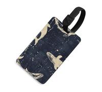 Blue Whale Print Luggage Tags Durable TPU Suitcase Tag with Info Card, Scratch-Resistant Bag Tags for Suitcases, Travel Bags & Backpacks, Easy to Identify, Black-style, One Size, classic