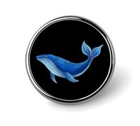 Blue Whale Round Badge Pin Metal Memorial Brooch Button Lapel Pins for Backpack Wedding