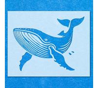 Blue Whale Sea Stencil: Mylar Airbrush Wall Art Painting Crafts 2-190 Micron-A4 Stencil - Design Size (221 x 170 mm)