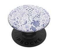 Blue Whale Shark Sea Turtle Shells Beach Pattern Aesthetic PopSockets Adhesive PopGrip