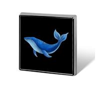 Blue Whale Square Badge Pin Metal Memorial Brooch Button Lapel Pins for Backpack Wedding