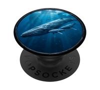 Blue Whale Whale Watcher Diver Whale Family in Ocean PopSockets Adhesive PopGrip