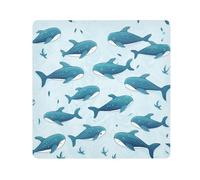 Blue Whales Camera Wrap Cloth, Squares Magic Self-Adhesive Cloth for Lens Camera Anti-Scratch Lens Protector Makeup Wrap Cloth Bag 13.8" x 13.8"