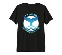 Blue Whale's Tail with Wave and 52 Lonely Whale Design Premium T-Shirt