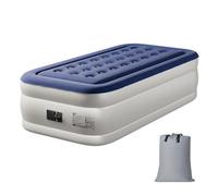 Blue White 190X99X45Cm Double Single Flocked Camping Airbed Inflatable Mattress Air Bed Built In Pump