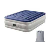 Blue White 203X152X45Cm Double Single Flocked Camping Airbed Inflatable Mattress Air Bed Built In Pump
