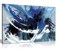 Blue White Abstract Canvas Wall Art Picture Print (30x20)