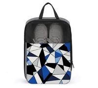 Blue White Abstract Geometric Pattern Shoe Bag for Travel Daily Use Anti-dust Storage Carrier Golf Shoe Pouch