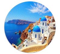 Blue White Architecture Aegean Sea View 1000 Piece Jigsaw Puzzle Jigsaw Puzzle for Adults Relax 1000pcs (67.5x67.5cm)