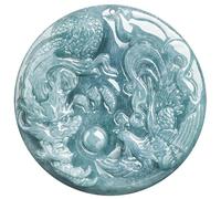 Blue/White Auspicious Dragon and Phoenix Jade Pendant Necklace, Auspicious Year of the Dragon Harmony & Prosperity Charm Pendant, Ideal Lunar New Year Festival Gift