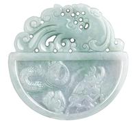 Blue/White Auspicious Dragon and Phoenix Jade Pendant Necklace, Auspicious Year of the Dragon Harmony & Prosperity Charm Pendant, Ideal Lunar New Year Festival Gift