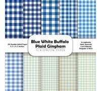 Blue White Buffalo Plaid Gingham Scrapbook Paper: Double-Sided Decorative Craft Papers for JunkJournals, Wrapping, Card Making, Mixed Media & More