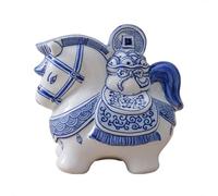 Blue & White Ceramic Piggy Bank, Chinese Style Decorative Pottery,Elegant Money Saving Ornament