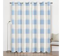 Blue White Checkered 3D Print Blackout Curtains 90 Inches Long, Geometry Eyelet Curtains, Thermal Insulated Energy Saving for Living Room Bedroom Window Privacy Drapes 2 Panels Home decor, Modern