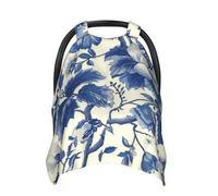 Blue White Chinoiserie Floral Baby Car Seat Cover Soft Baby Nursing Cover Infant Carseat Stroller Cover for Girls and Boys