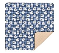 Blue White Cute Cats Large Sturdy Baby Activity Play Mat for Floor Lightweight Activity Gym Mat for Baby Toddler Infant, 50'' x 50''
