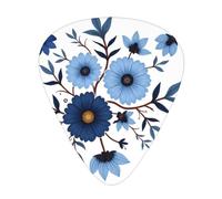 Blue White Floral Pattern Guitar Picks Gift Set - 12 Smooth Durable Plectrums For Acoustic, Electric & Bass Guitar, Perfect Present For Guitar Lovers & Musicians