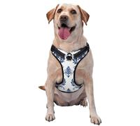 Blue White Floral Victorian Aesthetic No Pull Dog Harness Adjustable Reflective Oxford Easy Control Medium Large Dog Harness