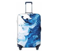 Blue White Fluid Art Travel Luggage Covers - Elasticity Suitcase Covers Protector for Luggage 18-32 Inch