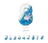 Blue White Frozen Birthday Candles for Cake, Number Candles with Snowflake, Frozen Cake Candles Decorations for Kids, Glitter Number Candles for Birthday Wedding Anniversary (Number 8)
