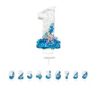 Blue White Frozen Birthday Candles for Cake, Number Candles with Snowflake, Frozen Cake Candles Decorations for Kids, Glitter Number Candles for Birthday Wedding Anniversary (Number 1)