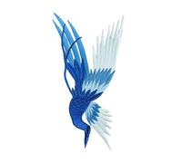 Blue White Gradient Crane Embroidered Iron On Patch, Chinese Red-Crowned Crane Applique, Elegant Oriental Bird Sew On Patch for Hanfu Jackets Dresses