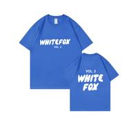 (Blue [White Label], L) Unisex Fashion Casual Short Sleeve T-Shirt, Independent Site Brand Logo Printed Cotton T-Shirt