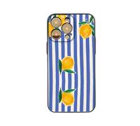 Blue White Lemon Azulejo Stripe Aesthetic Y2K TPU Custom Compatible With iPhone 7 7S 8 SE 2020 X XR XS 11 12 13 14 15 16 16E 17 Air Pro Max Plus Mini Case Design Personalised Name Cover Silicone