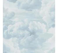 Blue White Metropolis Painted Cloud Wallpaper Textured Paste The Wall Vinyl