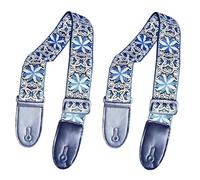 Blue White Pattern Fashion Printed Acoustic Electric Guitar Strap Widened Acoustic Guitar Strap Universal Strap Easy to Use