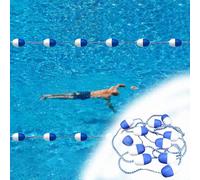 Blue & White Pool Divider Rope - 289FT Steel Wire Float with Durable Polyethylene Buoys, Ideal for Indoor/Outdoor Swimming Pools, Lane Markers for Competitive Swimming.