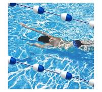 Blue White Pool Lane Buoy Lines - 28ft Floating Safety Rope for Commercial & Public Pools, Ideal for Competition Barriers & Safety Measures