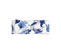 Blue White Porcelain Baby Bow Headband-Soft Stretchy for 0-6 Months
