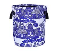 Blue White Porcelain Laundry Basket Chinoiserie Foldable Waterproof Oxford Cloth Funny Tote Bag Laundry Hamper Clothes Storage Bucket Toy Organizer For Bathroom/Laundry Storage/17.7x13.7 Inch