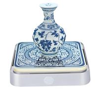Blue White Porcelain Style 3D Desk Calendar 2026, Time Piece Calendar with Tear Away Memo Pad & Acrylic Display Case for Home Office