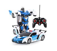 (Blue white) RC Robots Car 2 in 1 Electric Toys Transformation Remote Control Sports Deformation Car Robots Model