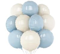 Blue White Round Foil Balloons,20Pcs Cream White Round Shaped Balloons 18"Helium balloon for Birthday Wedding Bridal Shower Bachelorette Party Decorations