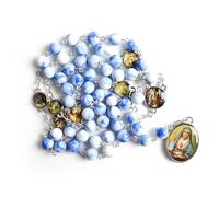(blue,white) Seven Sorrows Of Mary Rosary Chaplet Acrylic Beads Catholic Jewelry Necklace For Women Men