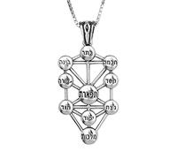 Blue White Shop Kabbalah Tree of Life Pendant Ten Sefirot Silver 925 Amulet Consecrated Talisman Protection Necklace Kabala Pendant Made in Israel Hebrew Arbol De La Vida Collar