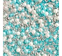 Blue white silver sprinkles for cake cupcake edible metallic pearls baby boy shower toppers sprinkle mix blend Fathers Day pastel decoration baking biscuits topper CLOUD 9