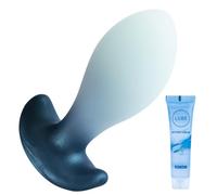Blue White Soft Silicone Anal Plug, and Anal Dilator with Handle, Suitable for Men and Women, Provides A Great Experience for Masturbation and Prostate Massage, BDSM Sex Toy for Couples(L)