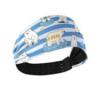 Blue White Striped Bear Non-Slip sweat wicking headband women Stretchy tennis sweatbands for Workouts Workouts basketball accesorios para el cabello de mujeres