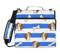 Blue White Striped Dog Bone 3 Ringing 1.5 inch Organizer Binder with Shoulder Strap & Handle Includes Zip Pocket Portfolio Binder for Middle School